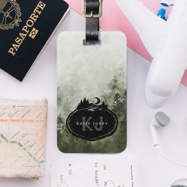 Monogramm-Naturstempel | Benutzerdefinierter Name Gepäckanhänger (Von Creator hochgeladen)