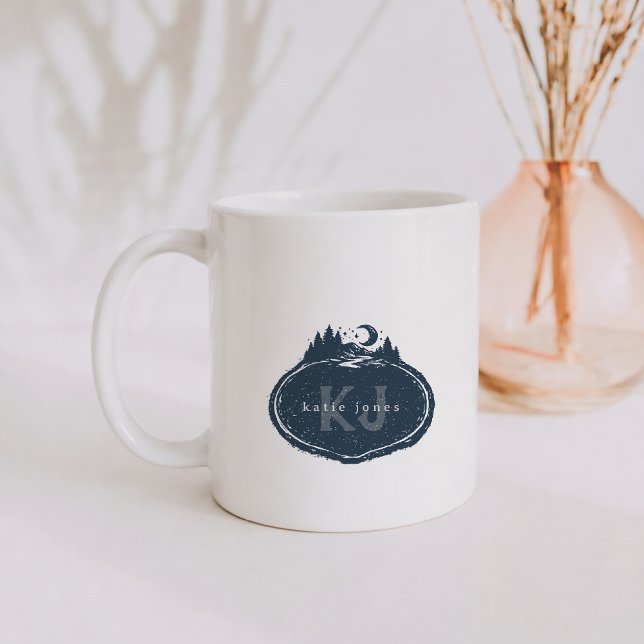 Monogramm-Naturstempel | Benutzerdefinierter Name Kaffeetasse (Von Creator hochgeladen)