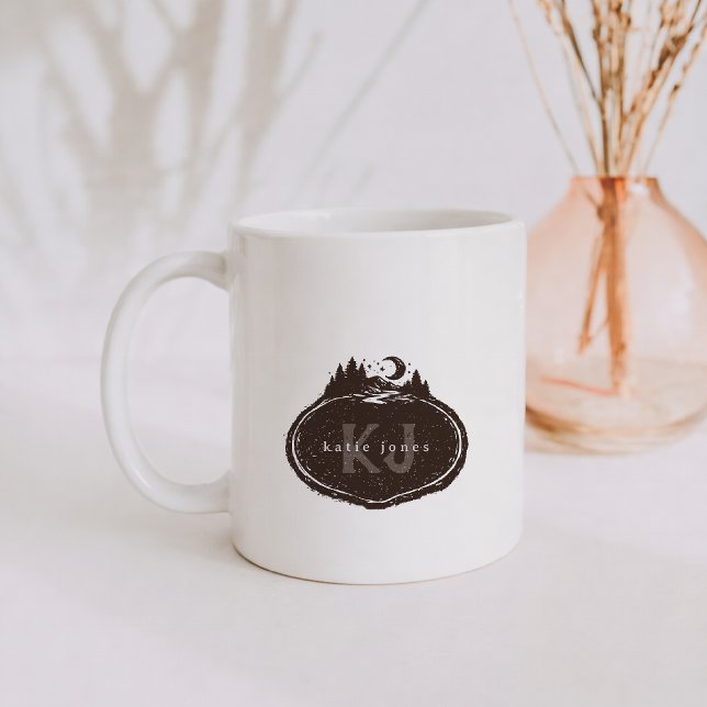 Monogramm-Naturstempel | Benutzerdefinierter Name Kaffeetasse (Von Creator hochgeladen)