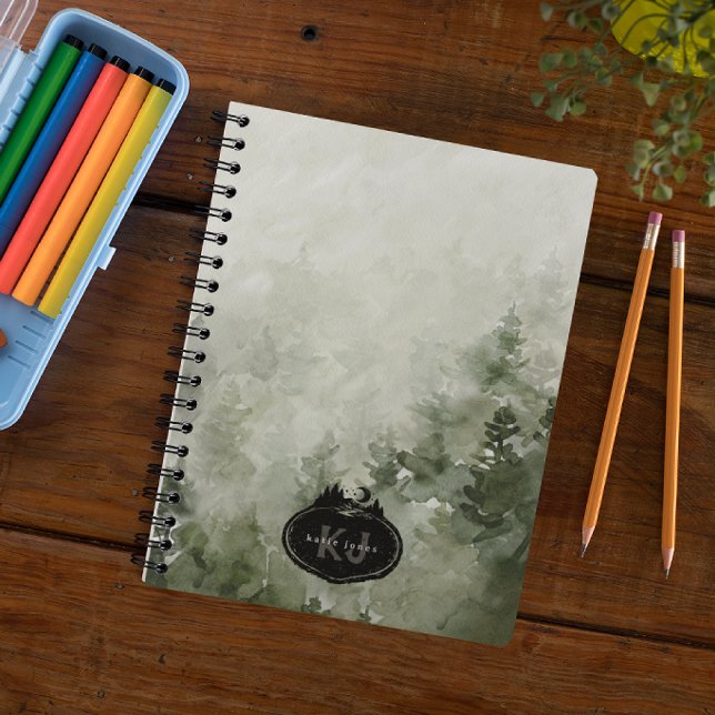Monogramm-Naturstempel | Benutzerdefinierter Name Notizblock (Von Creator hochgeladen)
