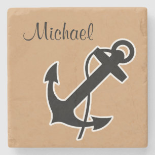 Monogramm Nautical Drink Coaster Steinuntersetzer