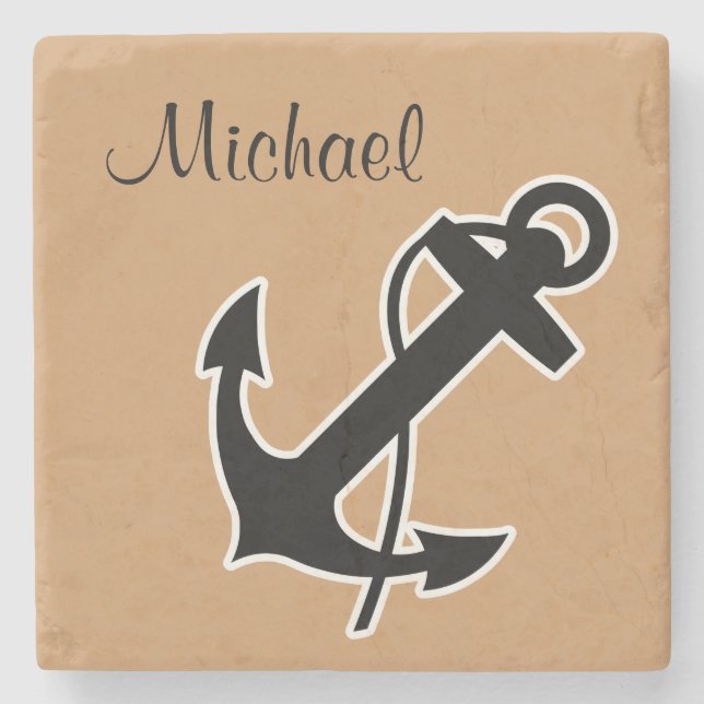 Monogramm Nautical Drink Coaster Steinuntersetzer (Vorderseite)