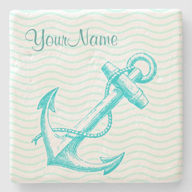 Monogramm Nautical Drink Coaster Steinuntersetzer (Vorderseite)