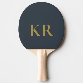 Monogramm Navy Blau Gold Initialen Minimalist Herr Tischtennis Schläger