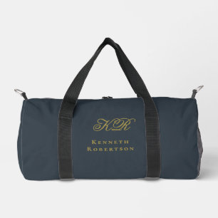 Monogramm Navy Blau Gold Initialen Name Minimal He Duffle Bag
