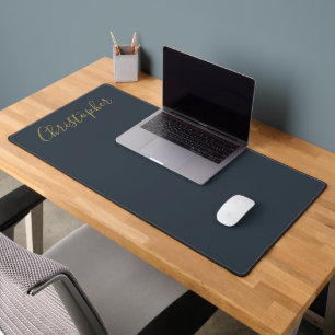 Monogramm Navy Blau Gold Schrift Name Minimalistis Schreibtischunterlage