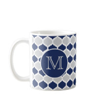 Monogramm Navy Blue und Grau Quatrefolie