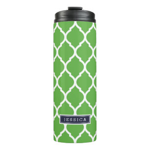Monogramm Navy Blue und Green marokkanische Quatre Thermosbecher