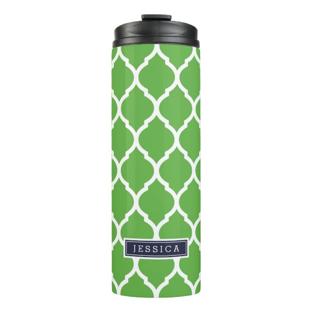 Monogramm Navy Blue und Green marokkanische Quatre Thermosbecher (Vorderseite)