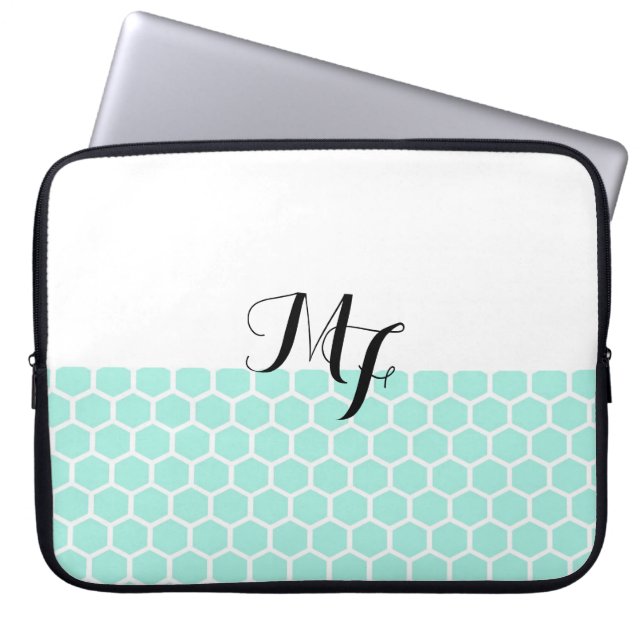 Monogramm Neopren-Notebook-Sieb Hexagon-Muster Laptopschutzhülle (Vorderseite)