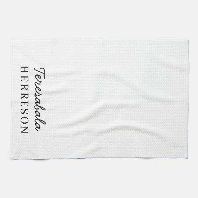 Monogramm Neutral Modern Minimalistisch Stylisch Geschirrtuch (Horizontal)