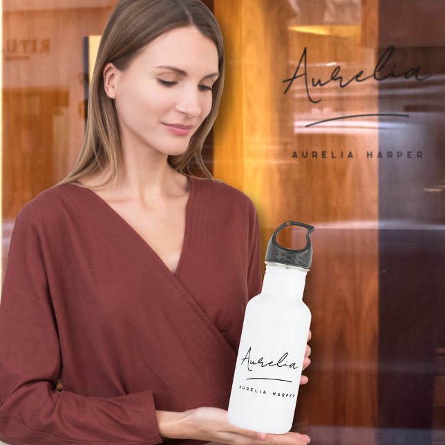 Monogramm neutrale moderne Signatur Minimalistisch Edelstahlflasche (Von Creator hochgeladen)