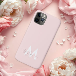 Monogramm Neutrales Minimalistisches modernes Rosa Case-Mate iPhone Hülle