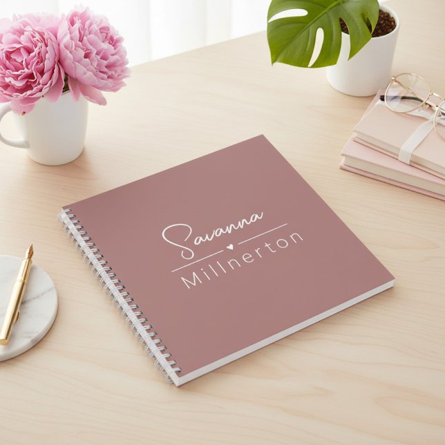 Monogramm neutrales modernes Minimalistisches Eleg Notizbuch (personalized spiral notebook for girls and women)