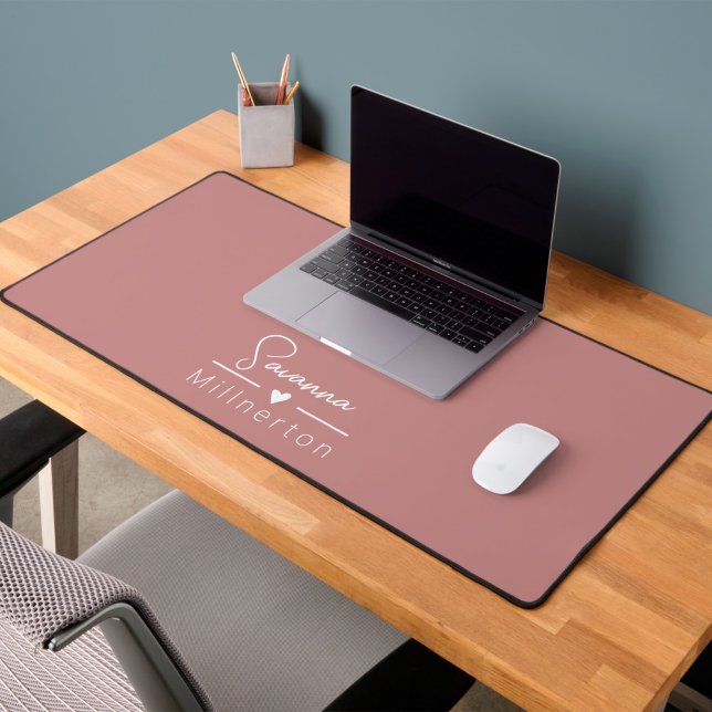 Monogramm neutrales modernes Minimalistisches Eleg Schreibtischunterlage (feminine elegant desk mat with name)