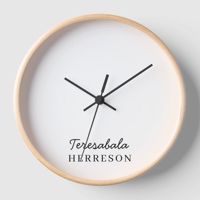 Monogramm Neutrales Modernes Minimalistisches Styl Uhr (Vorderseite)