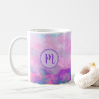 Monogramm niedlich rosa Wolken Kaffeetasse