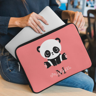 Monogramm Niedlich Sitzen Panda Personalisiert Lac Laptopschutzhülle