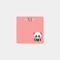Monogramm Niedlich Sitzen Panda Personalisiert Lac