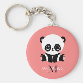 Monogramm Niedlich Sitzen Panda Personalisiert Lac Schlüsselanhänger
