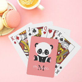 Monogramm Niedlich Sitzen Panda Personalisiert Lac Spielkarten