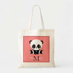 Monogramm Niedlich Sitzen Panda Personalisiert Lac Tragetasche