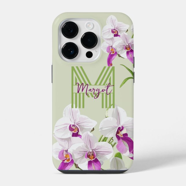 Monogramm niedliche Orchiale iPhone Hülle (Rückseite)