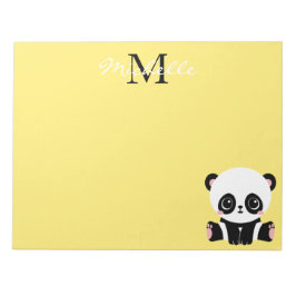 Monogramm Niedliche Sitze Panda Personalisiert gel Notizblock