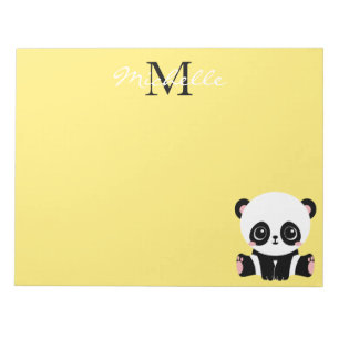 Monogramm Niedliche Sitze Panda Personalisiert gel Notizblock
