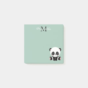Monogramm Niedliche Sitze Panda Personalisiert Post-it Klebezettel