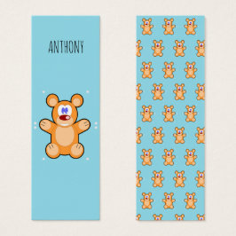 Monogramm niedlicher Braunteddy-Bär blaues Lesezei