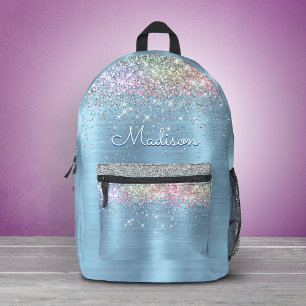 Monogramm niedlicher eisblauer Glitzer Bedruckter Rucksack