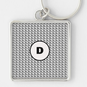 Monogramm niedlicher Punkte in Schwarzweiß Schlüsselanhänger