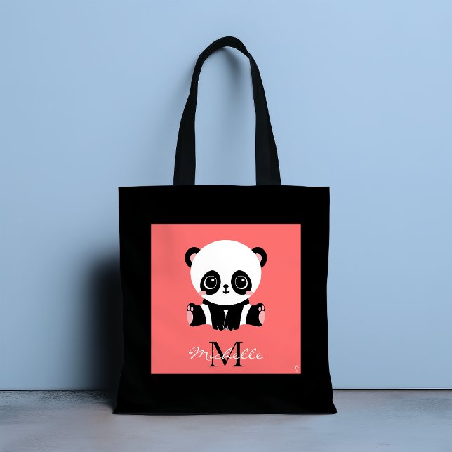 Monogramm niedlicher Sitzpanda personalisierter La (Von Creator hochgeladen)