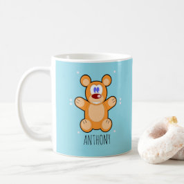 Monogramm niedlicher Teddybär auf blau Kaffeetasse