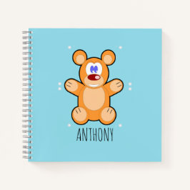 Monogramm niedlicher Teddybär auf blau Notizbuch