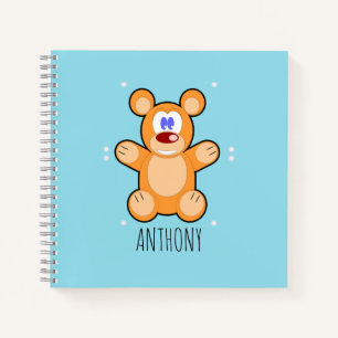 Monogramm niedlicher Teddybär auf blau Notizbuch