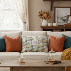 Monogramm niedlicher Whimsikketten und Blume Dekokissen