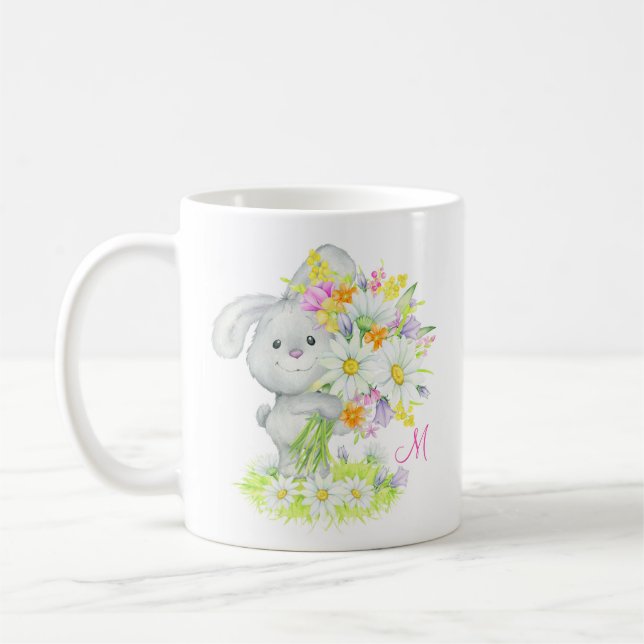 Monogramm Niedliches Aquarellfarben Kaffeetasse (Links)