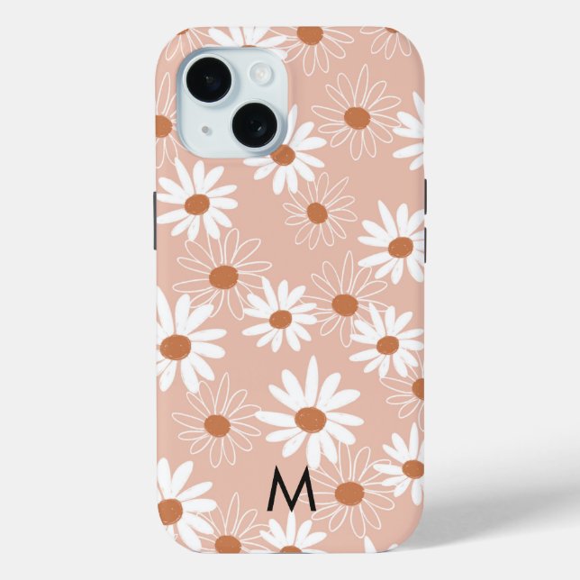 Monogramm Niedliches Daisy-Muster Case-Mate iPhone Hülle (Rückseite)