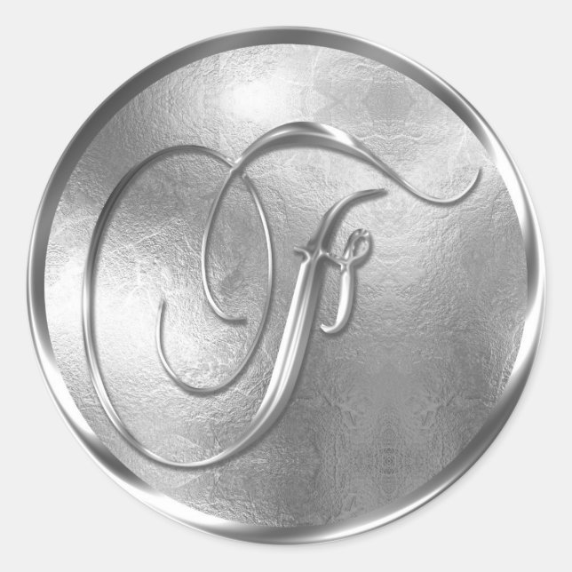 Monogramm NONMETALLIC Silver Umschlag Aufkleber (Vorderseite)