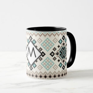 Monogramm Nordic Cross Stitch Muster Tasse