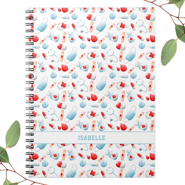 Monogramm-Notebook Notizblock (Medical Pattern Name Monogram Notebook)