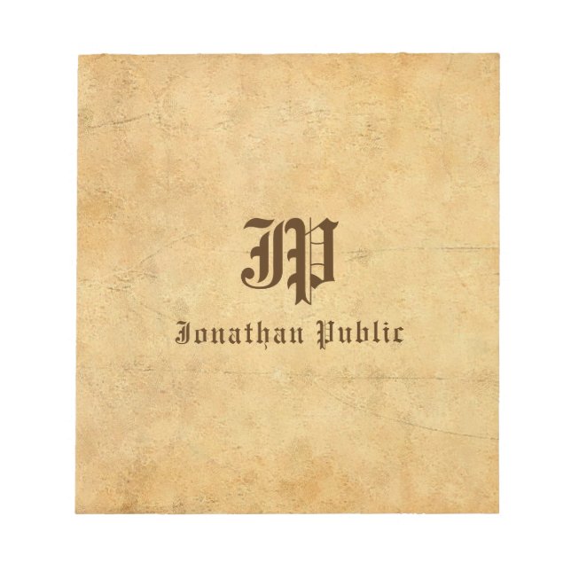 Monogramm Notizblöcke Skript Text Name Benutzerdef (Vorderseite)