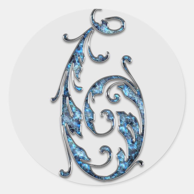 Monogramm Nummer 6 Aufkleber (Vorderseite)