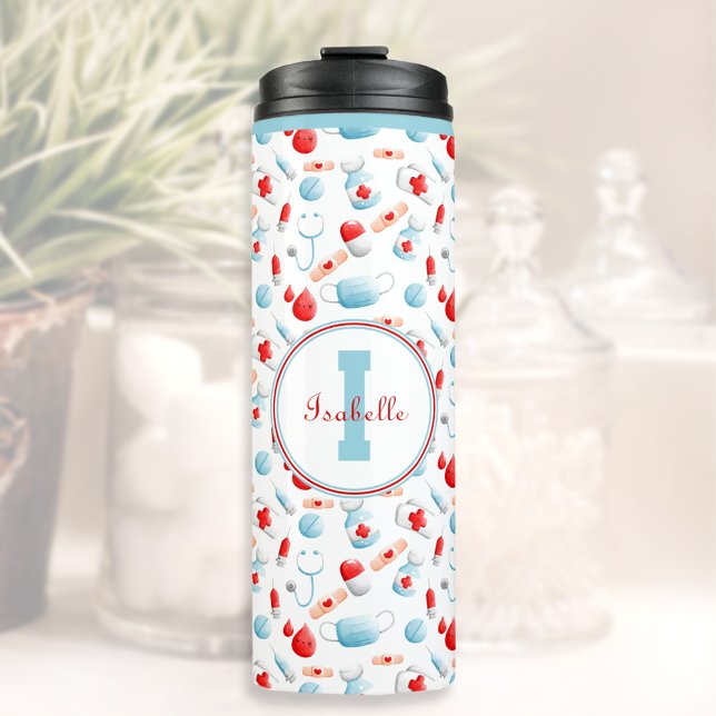Monogramm Nurse Thermal Tumbler Thermosbecher (Medical Pattern Monogram Nurse Thermal Tumbler)