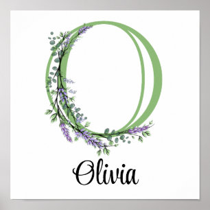 Monogramm O Lavendel-Eukalyptus-Kinderzimmer Poster
