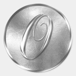 Monogramm O NONMETALLIC Silver Umschlag Aufkleber
