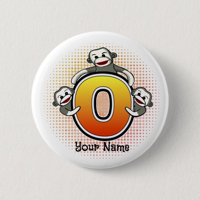 Monogramm O Sock Monkey   Button (Vorderseite)