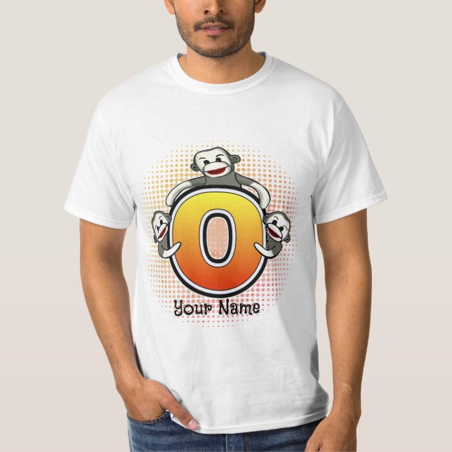Monogramm O Sock Monkey T-Shirt (Vorderseite)